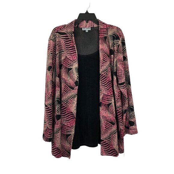 JM Collection Tops - JM Collection Women's Pink & Black Ribbon Hash Blouse